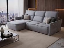 Fotogalerie Moderní rohová sedací souprava s velkým elektrickým rozkladem Valencie S - světle šedá - pravá