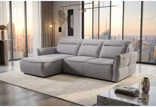 Moderní rohová sedací souprava s velkým elektrickým rozkladem Valencie S - světle šedá - pravá