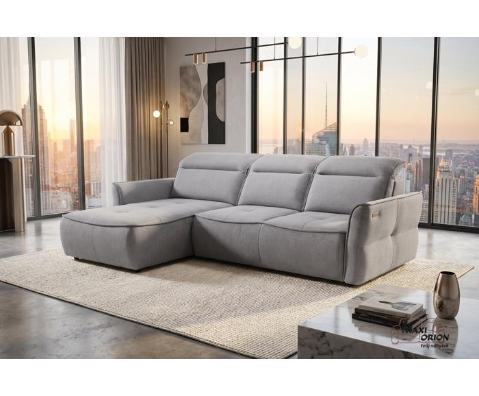 Fotogalerie Moderní rohová sedací souprava s velkým elektrickým rozkladem Valencie S - světle šedá - pravá