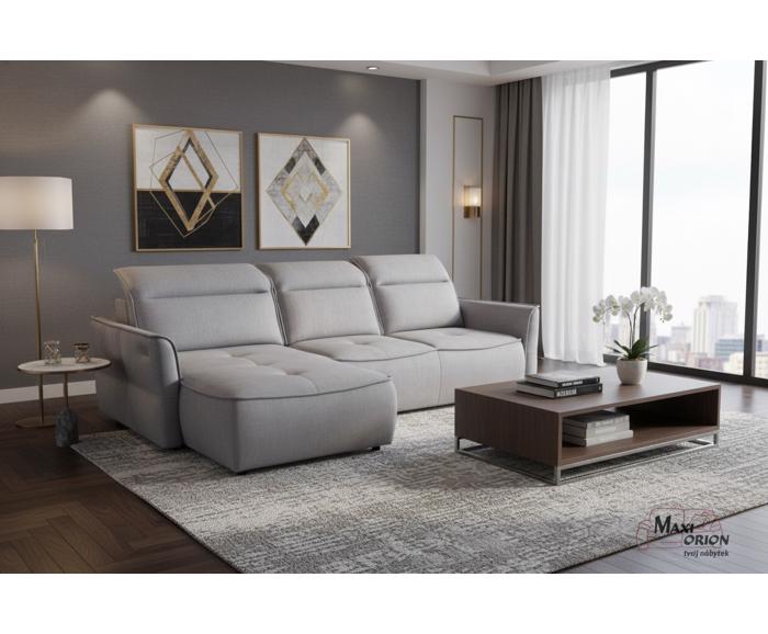 Fotogalerie Moderní rohová sedací souprava s velkým elektrickým rozkladem Valencie S - světle šedá - pravá