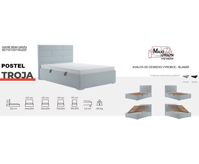 Fotogalerie Blanář - čalouněná postel Troja 90x200 - výběr barvy