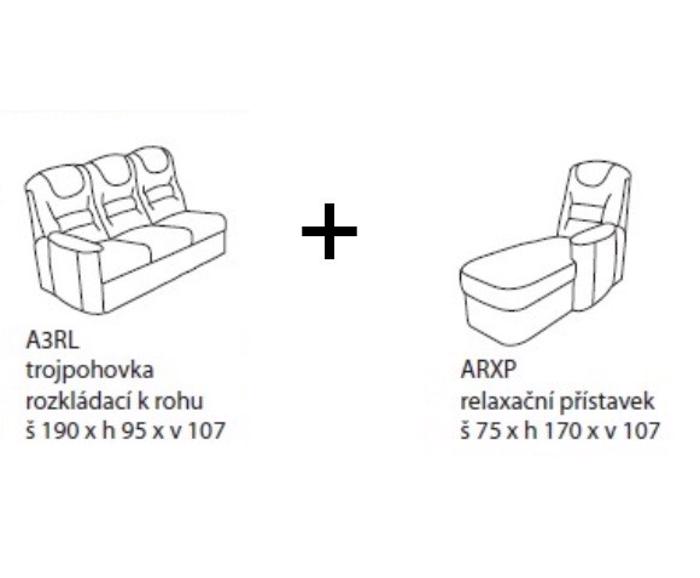 Fotogalerie Rohová rozkládací sedací souprava Agáta s relaxačním prvkem - silver