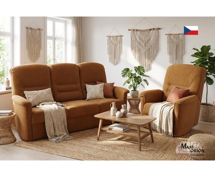 Fotogalerie Sedací souprava Agáta - rozkládací pohovka + polohovací křeslo - potahy II. kategorie