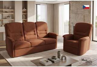 Sedací souprava Agáta - rozkládací pohovka + polohovací křeslo - potahy II. kategorie