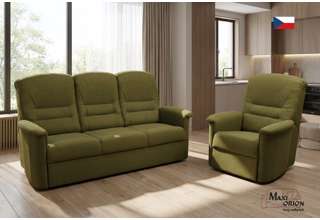 Sedací souprava Agáta - rozkládací pohovka + polohovací křeslo - potahy I. kategorie