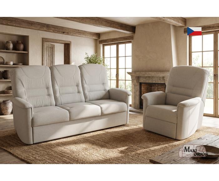 Fotogalerie Sedací souprava Agáta - rozkládací pohovka + polohovací křeslo - potahy II. kategorie