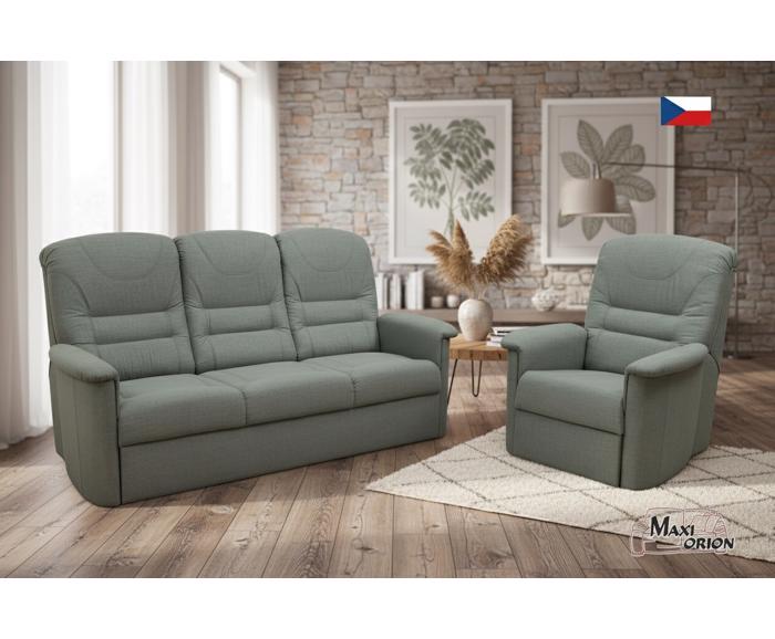 Fotogalerie Sedací souprava Agáta - rozkládací pohovka + polohovací křeslo - potahy II. kategorie