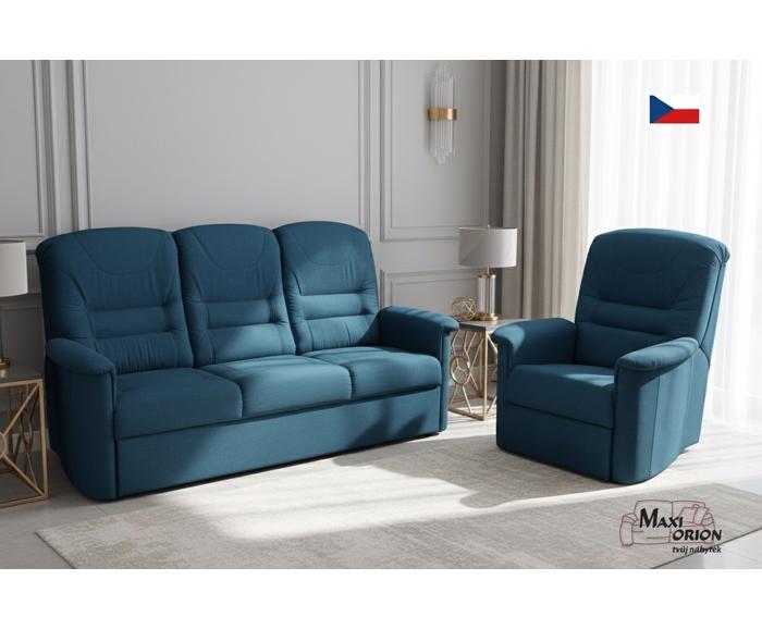 Fotogalerie Sedací souprava Agáta - rozkládací pohovka + polohovací křeslo - potahy II. kategorie