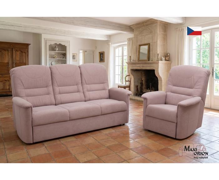 Fotogalerie Sedací souprava Agáta - rozkládací pohovka + polohovací křeslo - potahy II. kategorie