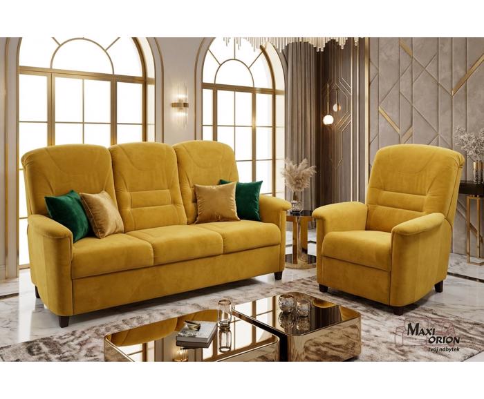 Fotogalerie Sedací souprava Agáta - rozkládací pohovka + polohovací křeslo - potahy II. kategorie