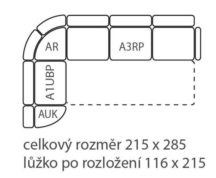 Fotogalerie Rohová sedací souprava Agáta s rozkladem a úložným prostorem - výběr barvy