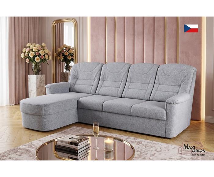 Fotogalerie Rohová rozkládací sedací souprava Agáta s relaxačním prvkem - silver