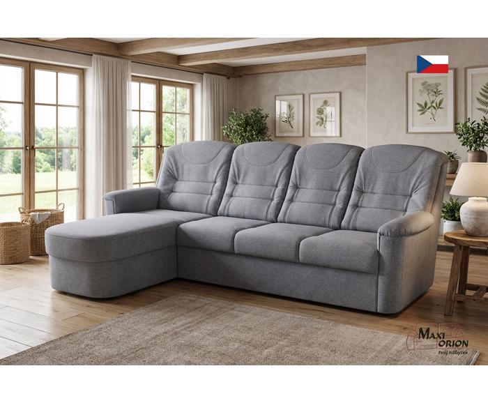 Fotogalerie Rohová rozkládací sedací souprava Agáta s relaxačním prvkem - silver