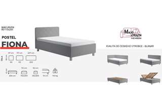 Blanář - čalouněná postel Fiona 90x200 bez matrace - Silver