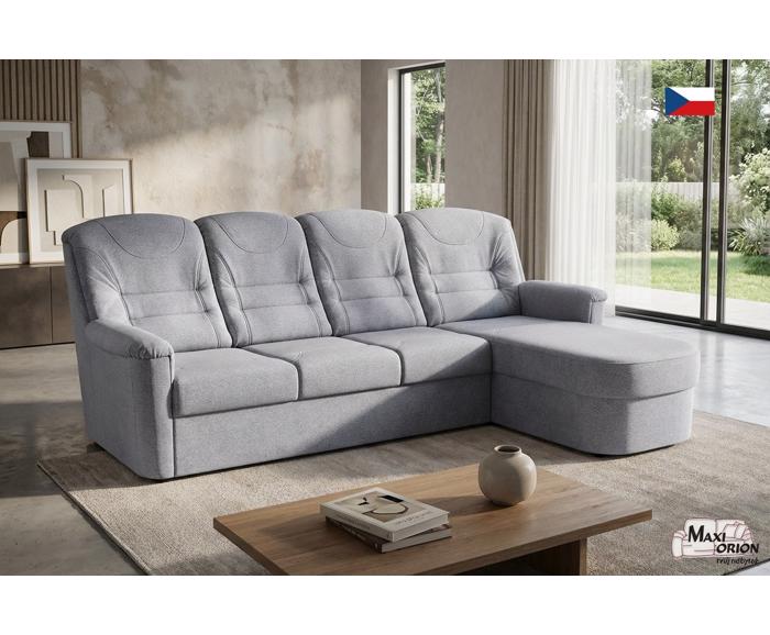 Fotogalerie Rohová rozkládací sedací souprava Agáta s otomanem - Silver