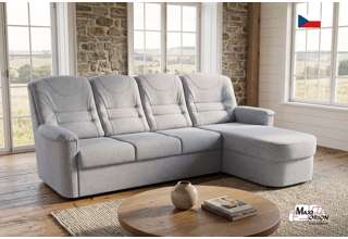 Rohová rozkládací sedací souprava Agáta s relaxačním prvkem - Silver