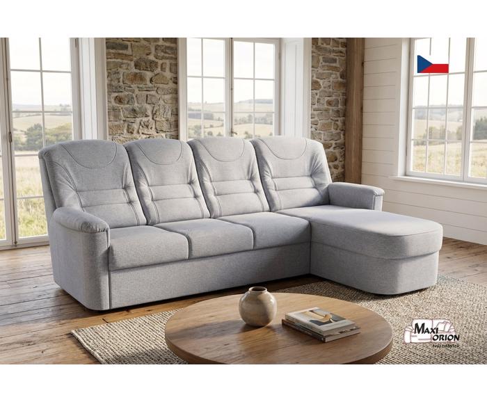 Fotogalerie Rohová rozkládací sedací souprava Agáta s otomanem - Silver