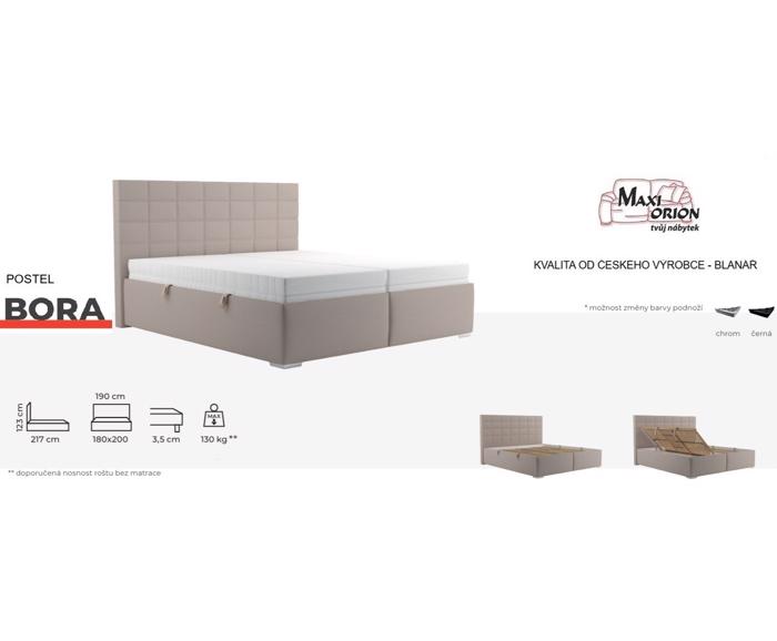 Fotogalerie Čalouněná postel Bora světle šedá 180x200 Blanář + zvýhodněná cena matrací