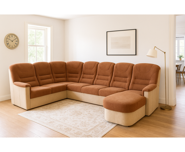 Fotogalerie Velká rohová sedací souprava Agáta ve tvaru U s relaxačním prvkem - výběr barvy