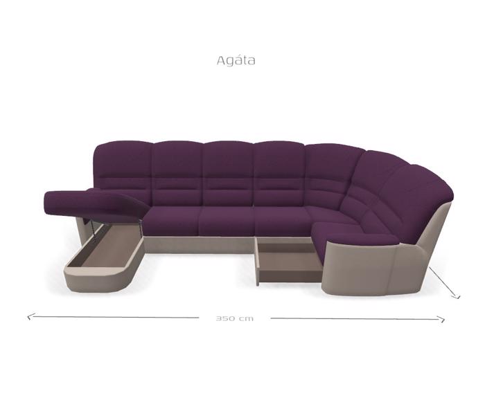 Fotogalerie Rohová sedací souprava Agáta ve tvaru U s relaxačním prvkem - výběr potahů