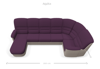 Rohová sedací souprava Agáta ve tvaru U s relaxačním prvkem - výběr potahů