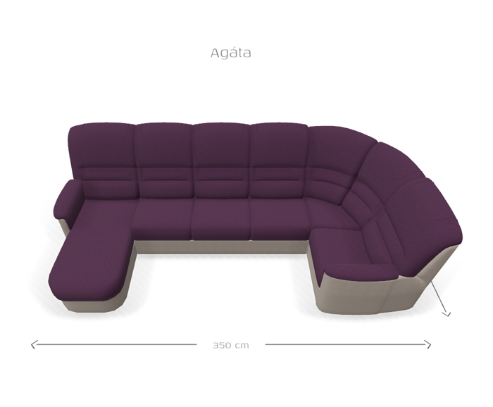Fotogalerie Rohová sedací souprava Agáta ve tvaru U s relaxačním prvkem - výběr potahů