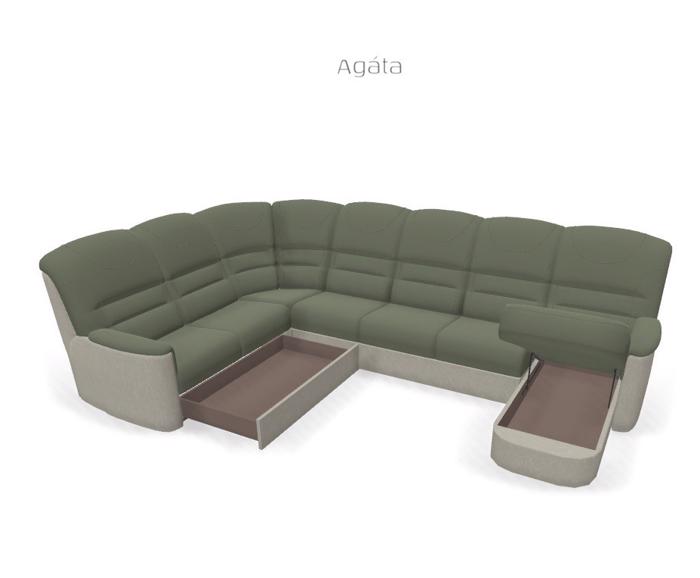 Fotogalerie Velká rohová sedací souprava Agáta ve tvaru U s relaxačním prvkem - výběr barvy