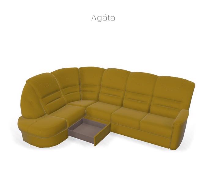 Fotogalerie Rohová sedací souprava Agáta s rozkladem a úložným prostorem - výběr barvy