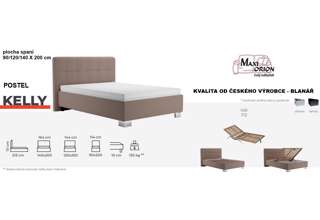 Blanář - čalouněná postel Kelly s matrací 90x200 - šedá