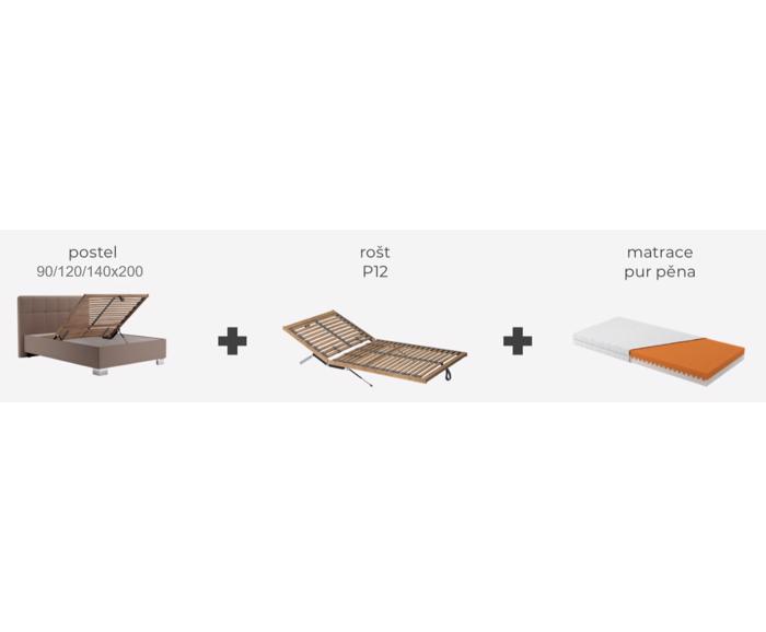 Fotogalerie Blanář - čalouněná postel Kelly s matrací 90x200 - šedá