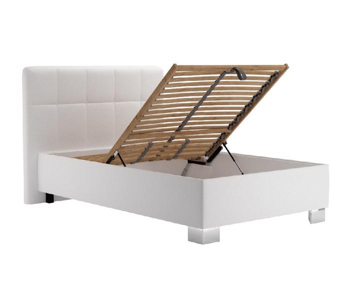 Fotogalerie Blanář – čalouněná postel Kelly s matrací 120×200 z umělé kůže (koženka) - bílá