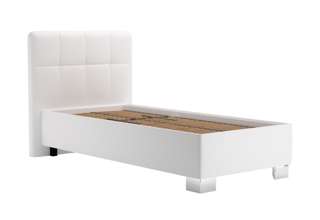 Blanář – moderní čalouněná postel Kelly 90×200 z umělé kůže (koženka) - bílá