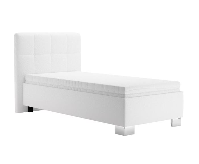 Fotogalerie Blanář – čalouněná postel Kelly s matrací 90×200 z umělé kůže (koženka) - bílá