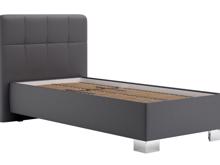 Fotogalerie Blanář – čalouněná postel Kelly s matrací 90×200 z umělé kůže (koženka) - tmavě šedá