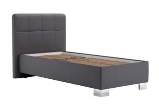 Blanář – moderní čalouněná postel Kelly 90×200 z umělé kůže (koženka) - tmavě šedá