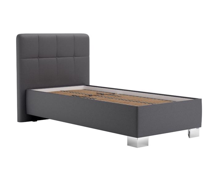 Fotogalerie Blanář – čalouněná postel Kelly s matrací 90×200 z umělé kůže (koženka) - tmavě šedá