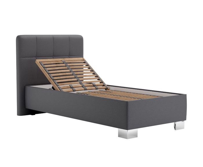 Fotogalerie Blanář – čalouněná postel Kelly s matrací 90×200 z umělé kůže (koženka) - tmavě šedá