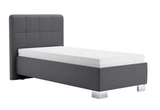 Blanář – čalouněná postel Kelly s matrací 90×200 z umělé kůže (koženka) - tmavě šedá