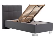 Fotogalerie Blanář – čalouněná postel Kelly s matrací 90×200 z umělé kůže (koženka) - tmavě šedá