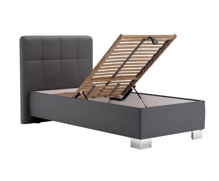 Fotogalerie Blanář – čalouněná postel Kelly s matrací 90×200 z umělé kůže (koženka) - tmavě šedá