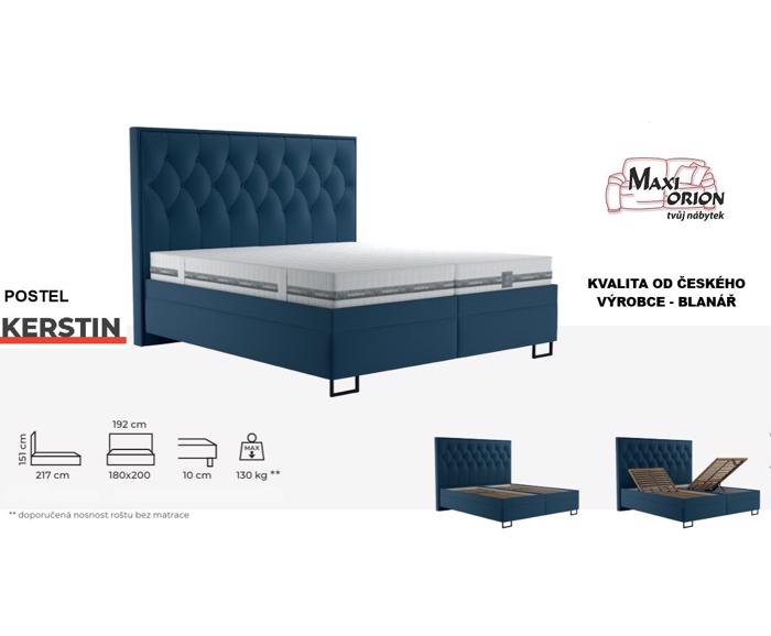 Fotogalerie Blanář - luxusní čalouněná postel Kerstin 180x200 - výběr barvy