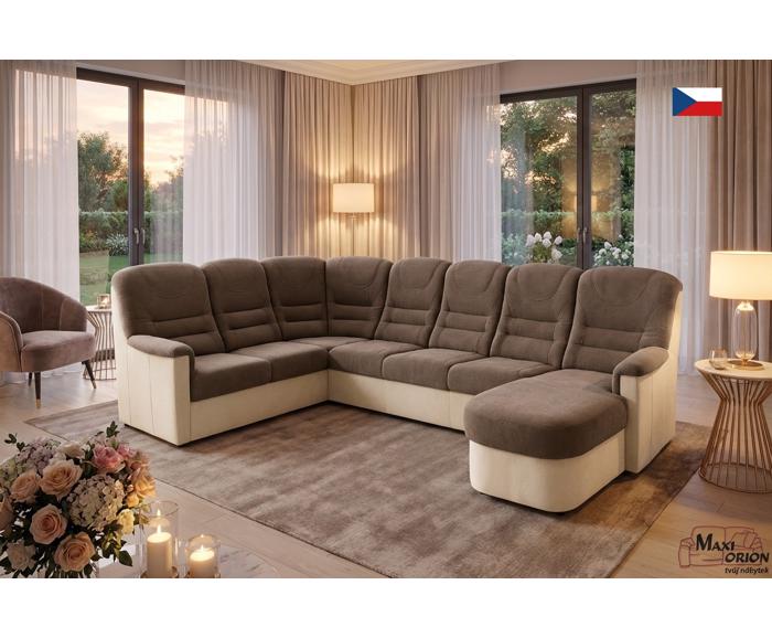 Fotogalerie Velká rohová sedací souprava Agáta ve tvaru U s relaxačním prvkem - výběr barvy