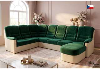 Velká rohová sedací souprava Agáta ve tvaru U s relaxačním prvkem - výběr barvy