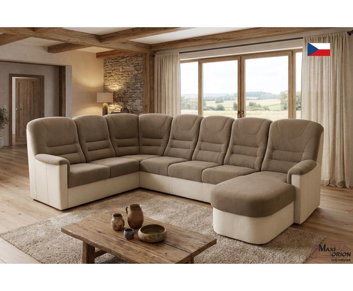 Fotogalerie Velká rohová sedací souprava Agáta ve tvaru U s relaxačním prvkem - výběr barvy