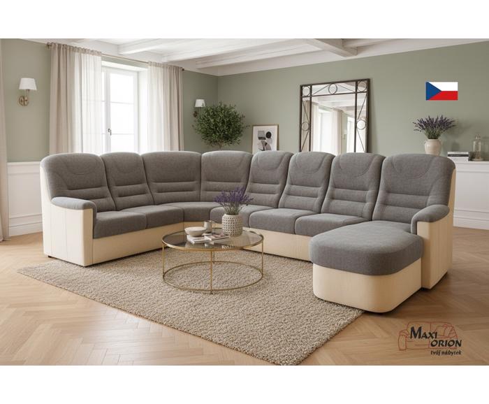 Fotogalerie Velká rohová sedací souprava Agáta ve tvaru U s relaxačním prvkem - výběr barvy