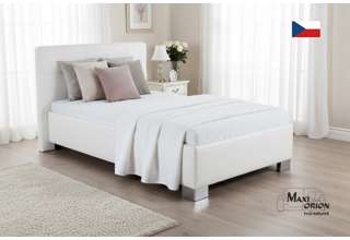 Blanář – čalouněná postel Kelly s matrací 120×200 z umělé kůže (koženka) - bílá