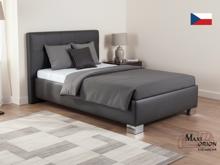 Fotogalerie Blanář – čalouněná postel Kelly s matrací 120×200 z umělé kůže (koženka) - tmavě šedá