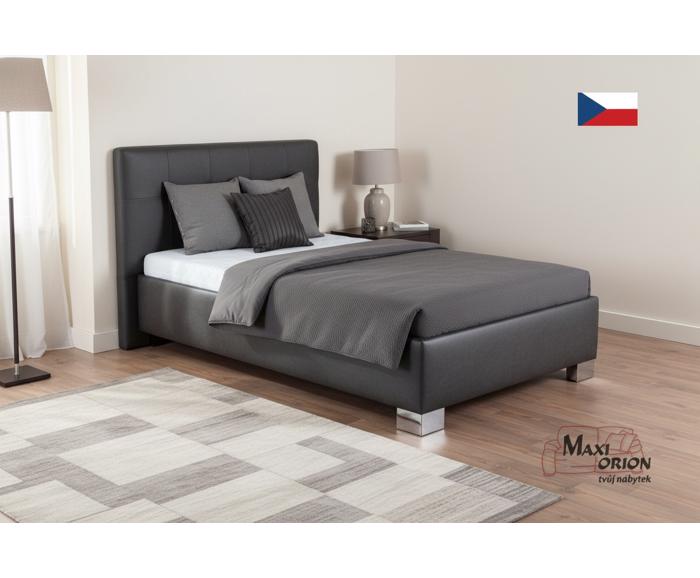 Fotogalerie Blanář – čalouněná postel Kelly s matrací 120×200 z umělé kůže (koženka) - tmavě šedá