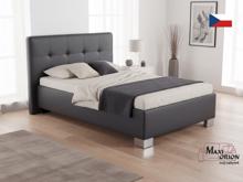 Fotogalerie Blanář – čalouněná postel Kelly s matrací 120×200 z umělé kůže (koženka) - tmavě šedá
