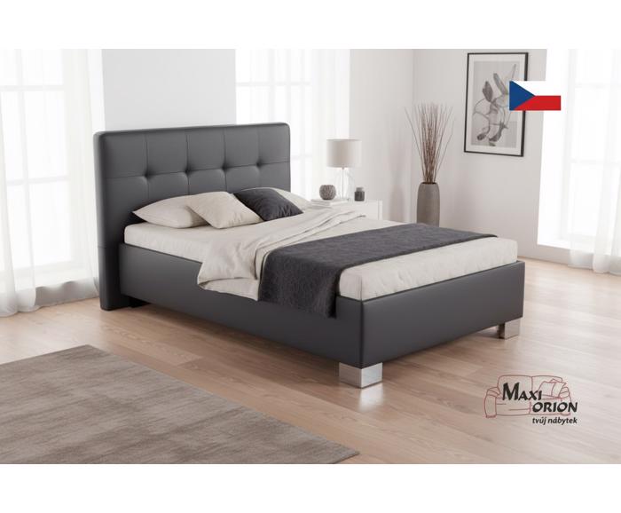 Fotogalerie Blanář – čalouněná postel Kelly s matrací 120×200 z umělé kůže (koženka) - tmavě šedá